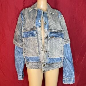 Denim Patchwork Bomber Jacket